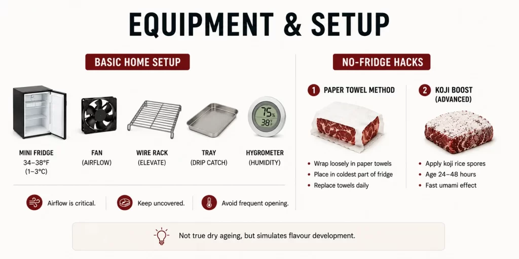 equipment and setup for dry ageing beef 